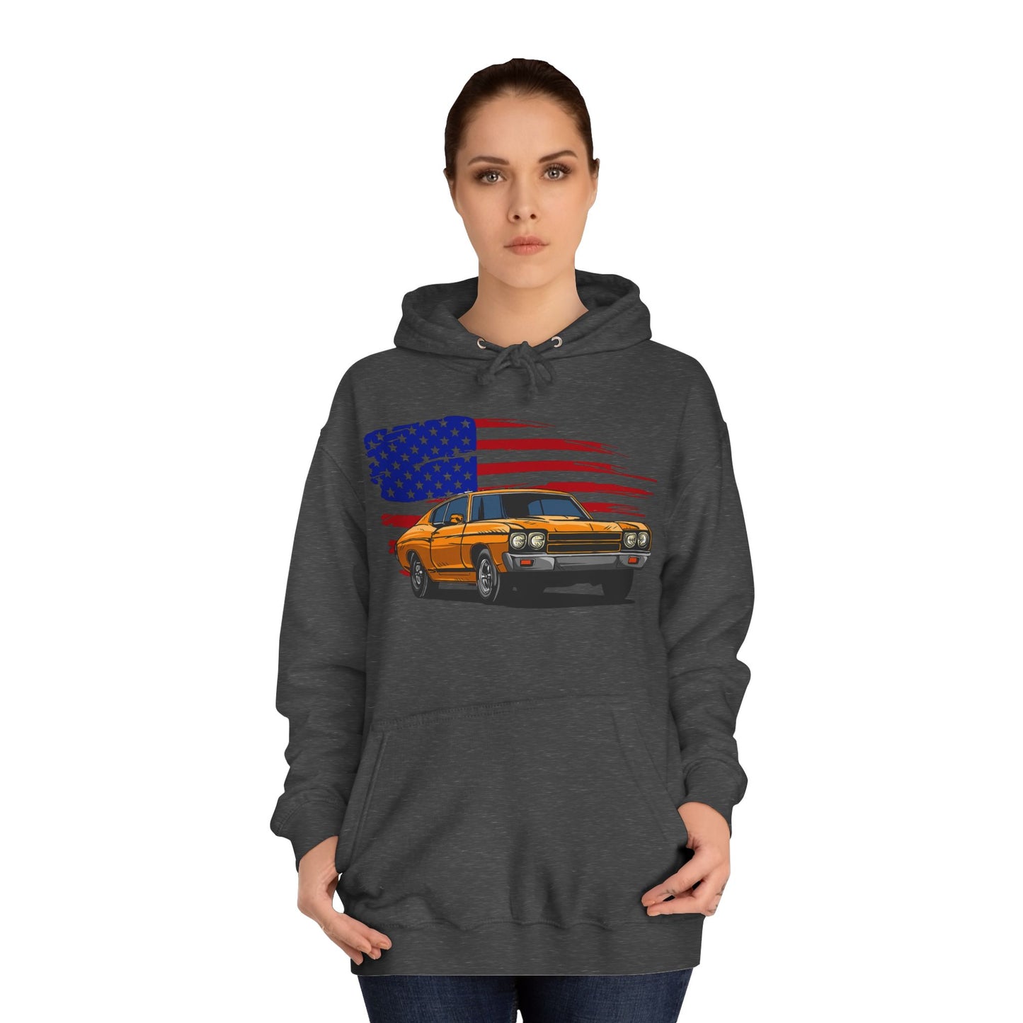Chevelle Hoodie Retro Chevrolet Vintage Muscle Car American Flag Unisex Hoodie
