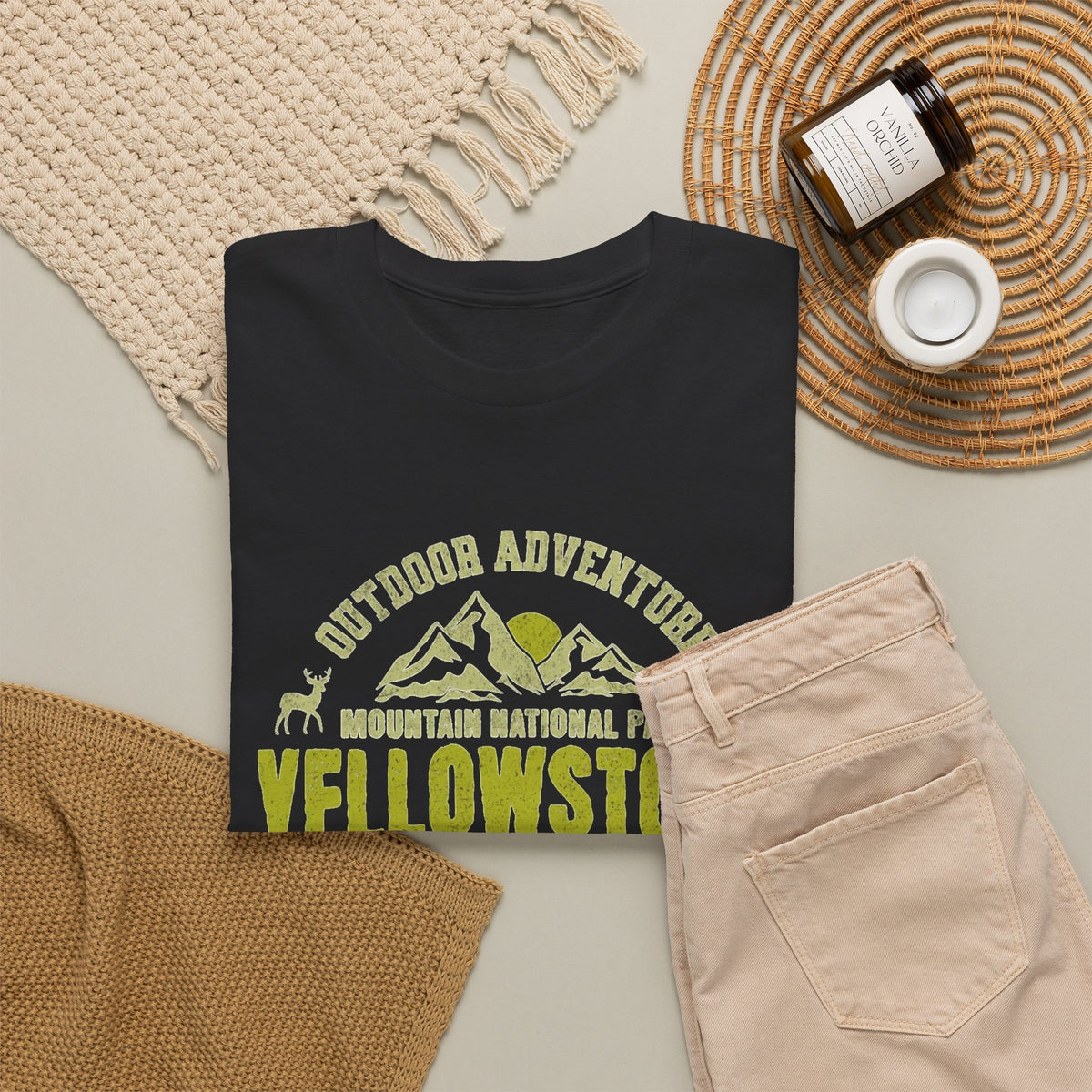 Yellowstone National Adventure Graphic T Shirt Men's Heavy Cotton Tee
