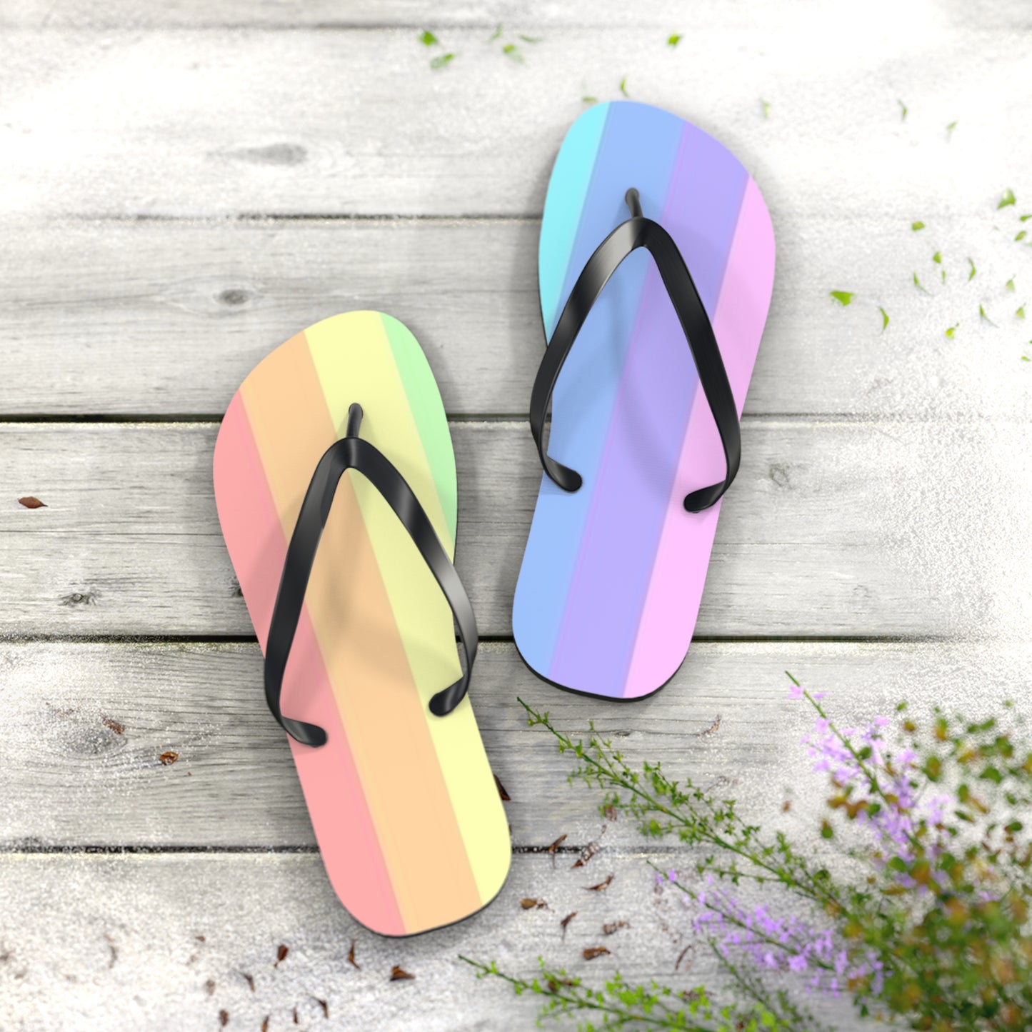 Rainbow Beach Sandals, Slides for Summer, Flip Flops, Water Resistant