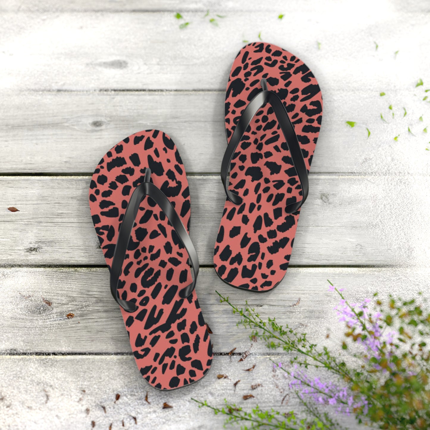 Pink Animal Beach Sandals, Slides for Summer, Flip Flops, Water Resistant