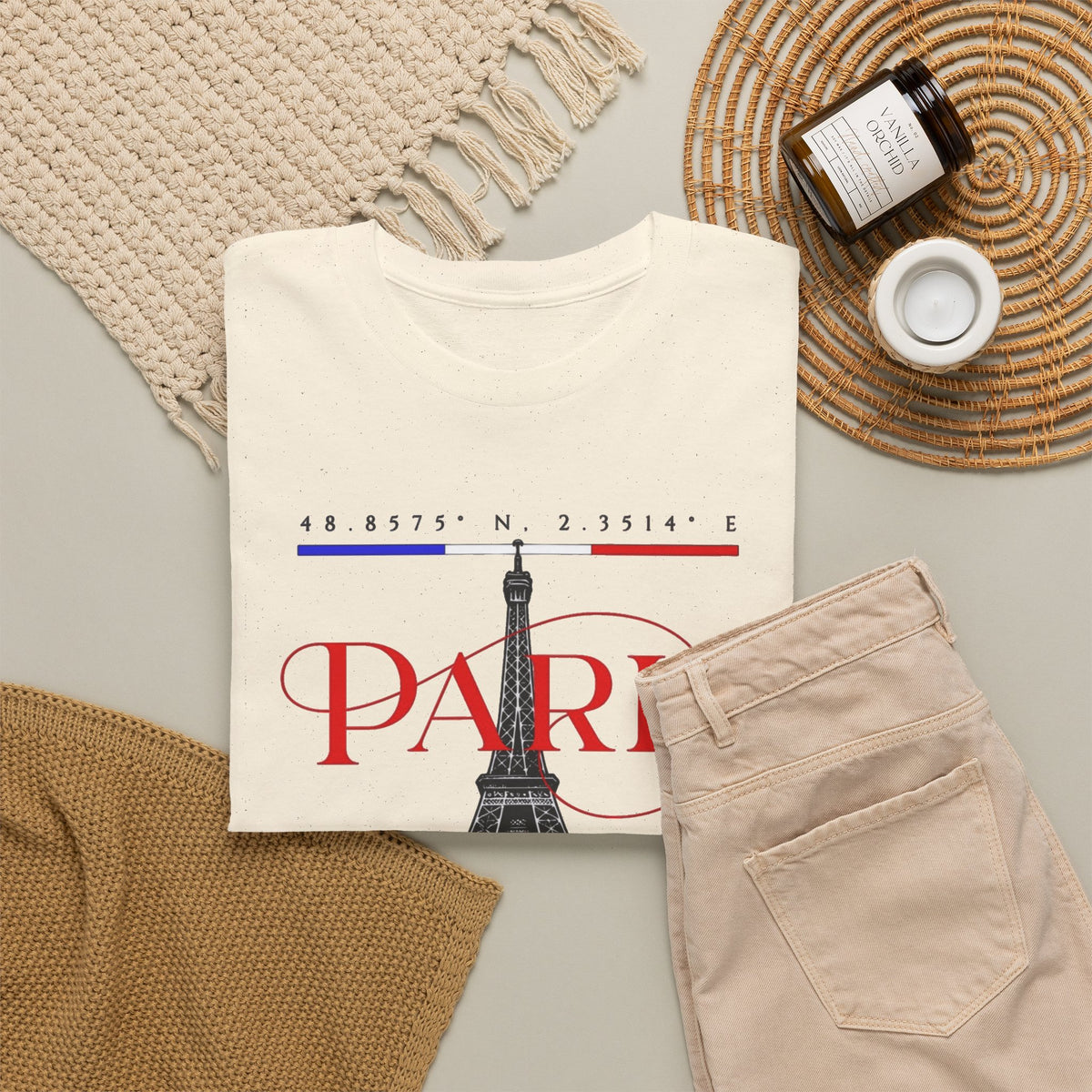 Paris Love Repeat Graphic T Shirt Men's Heavy Cotton Tee