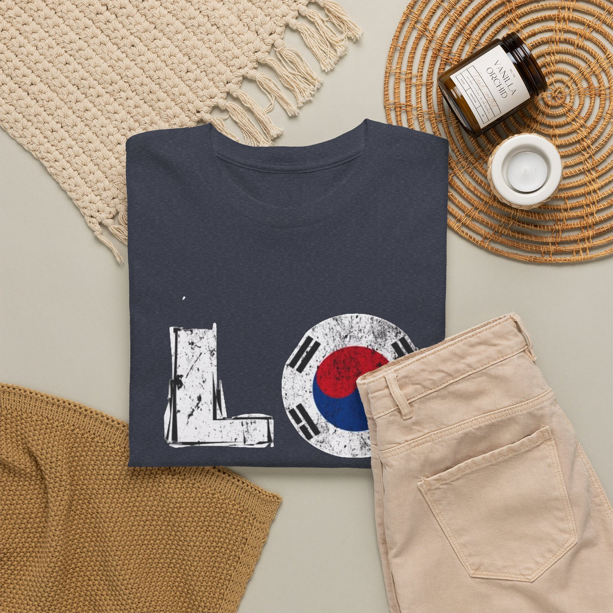 Love South Korea Graphic T Shirt Men's Heavy Cotton Tee