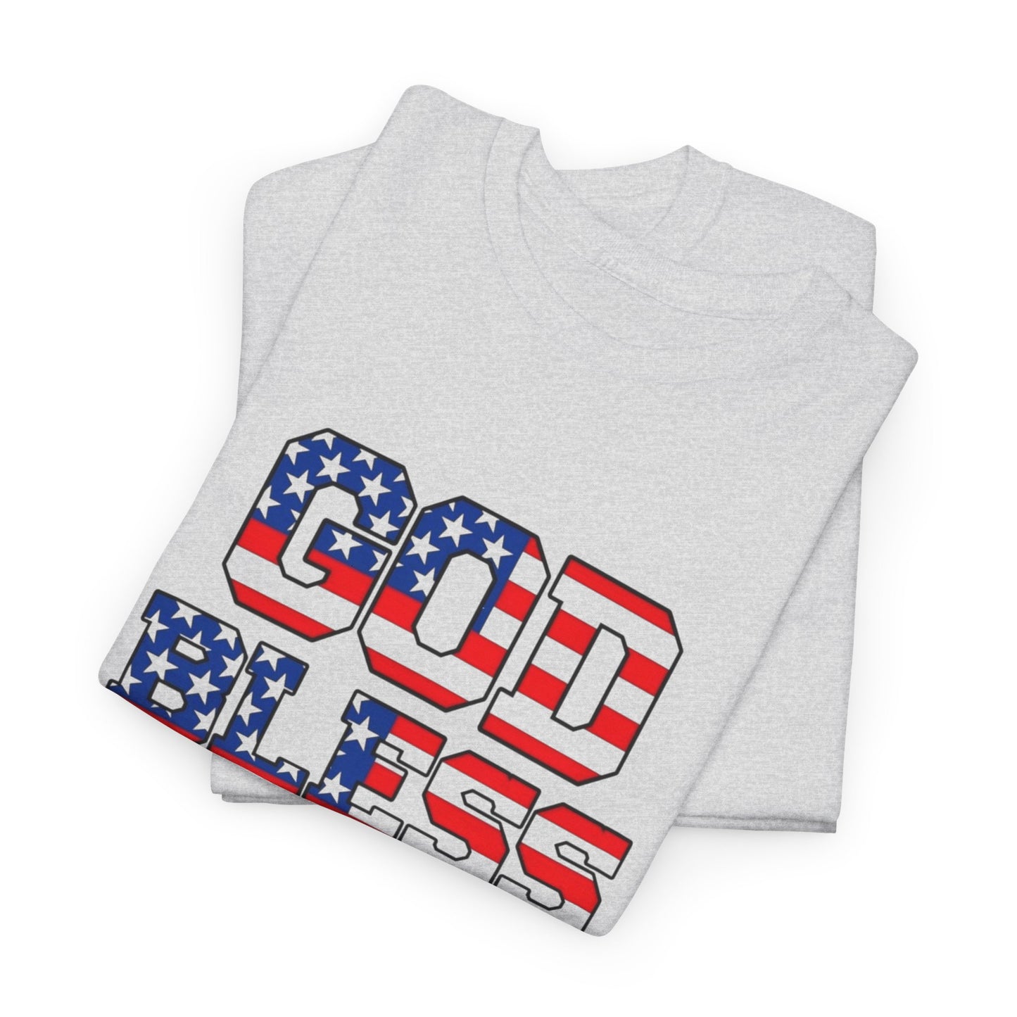 God Bless USA American Flag Graphic T Shirt Heavy Cotton Tee