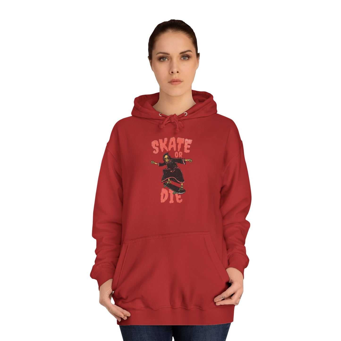 Skate Or Die Hoodie Graphic Skateboarding Grim Reaper Unisex College Hoodie