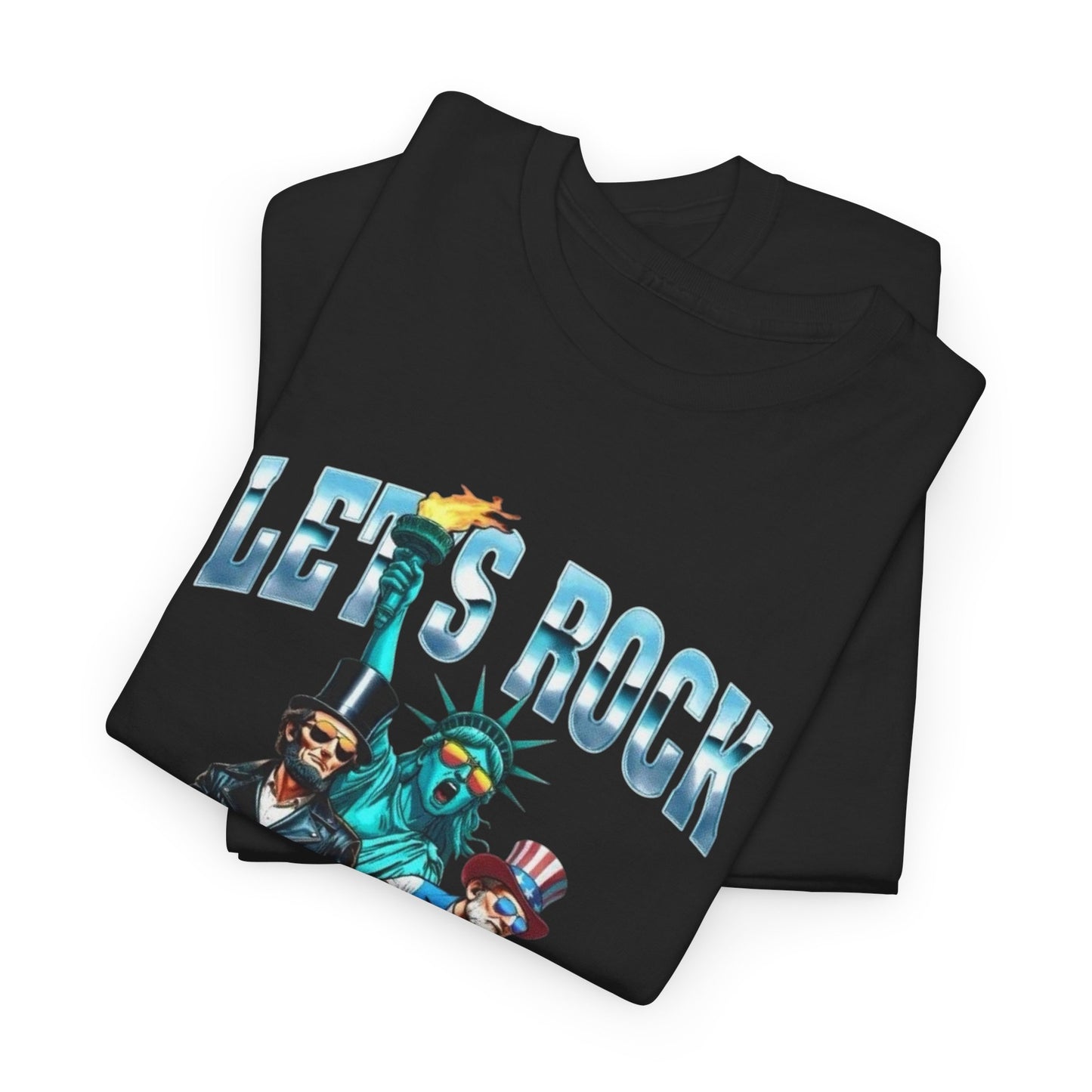 Lets Rock America USA Graphic T Shirt Unisex Heavy Cotton Tee