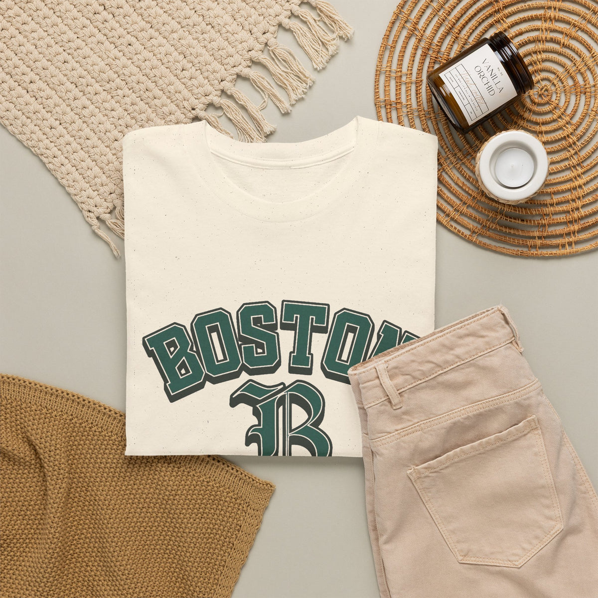 Boston Graphic T Shirt Classic Vintage Apparel Men's Heavy Cotton Tee