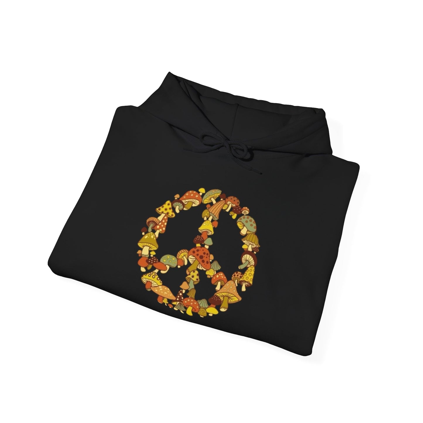 Happy Peace Mushrooms Graphic Hoodie Unisex Heavy Blend™ Hooded Sweatshirt