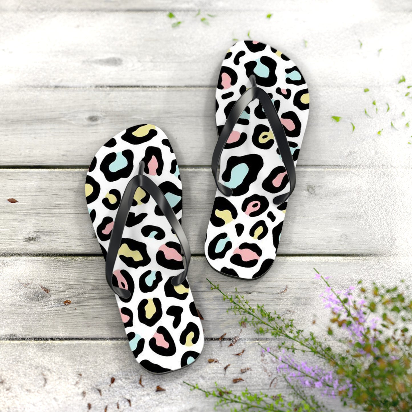 Fruity Cheetah Beach Sandals, Slides for Summer, Flip Flops, Water Resistant
