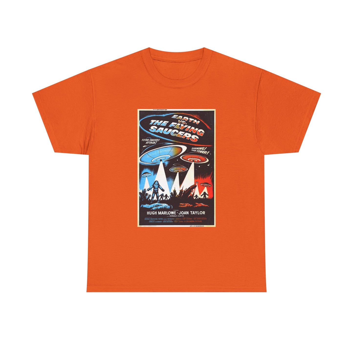 Earth vs Flying Saucers Tshirt Vintage Movie Poster Unisex Heavy Cotton Tee