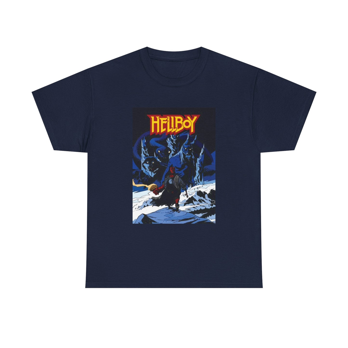 Hellboy Movie Poster Shirt Retro Cartoon Graphic Unisex Heavy Cotton Tee