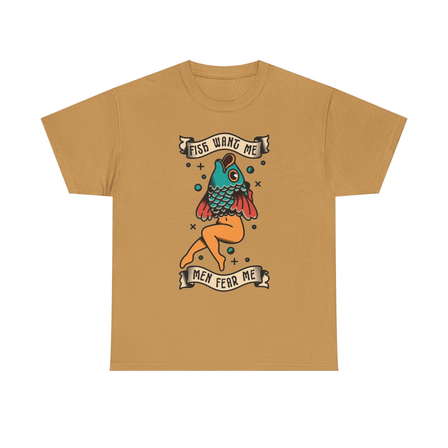 Sailor Jerry Fish T Shirt Funny Fear Tattoo Art Graphic Unisex Heavy Cotton Tee