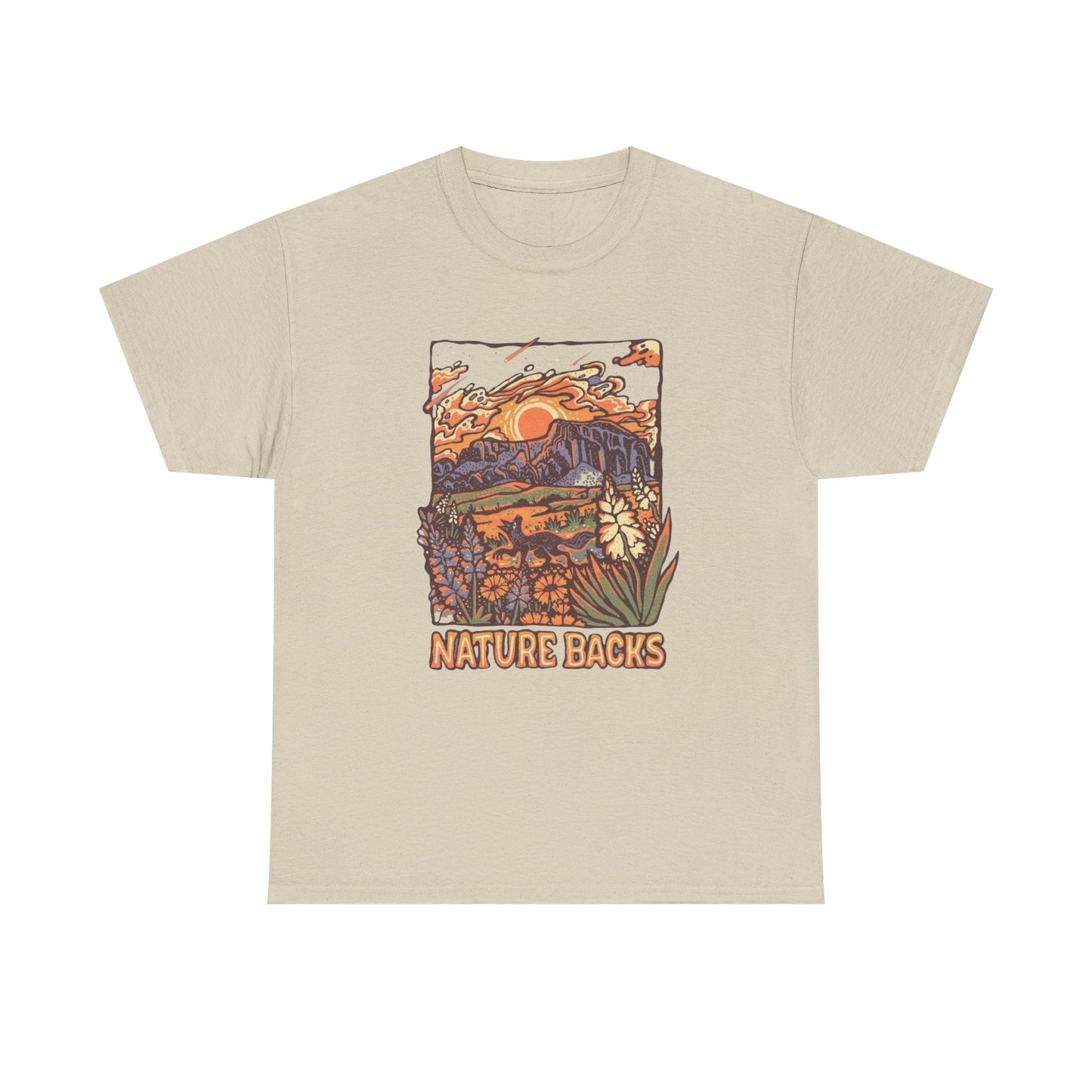 Nature Backs Graphic T Shirt Unisex Heavy Cotton Tee