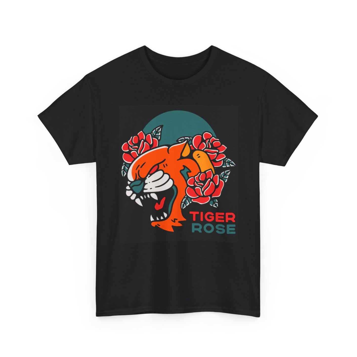 Tiger Rose Graphic T Shirt Retro Unisex Heavy Cotton Tee