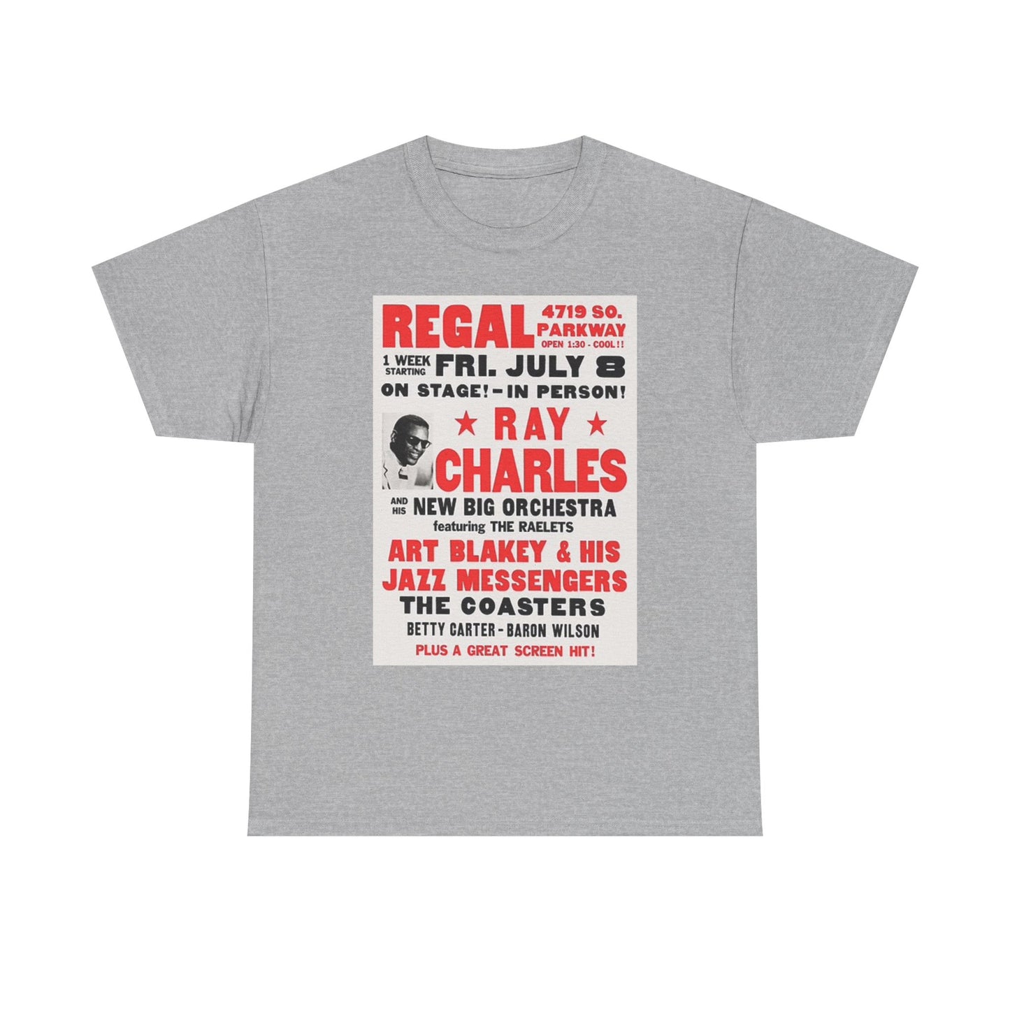Ray Charles Graphic T Shirt Vintage Poster Unisex Heavy Cotton Tee