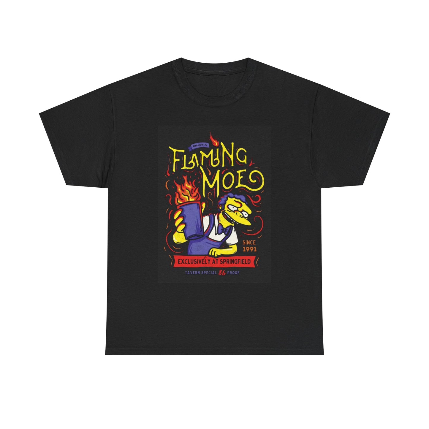 Flaming Moes The Simpsons Graphic T Shirt Funny Vintage Unisex Heavy Cotton Tee