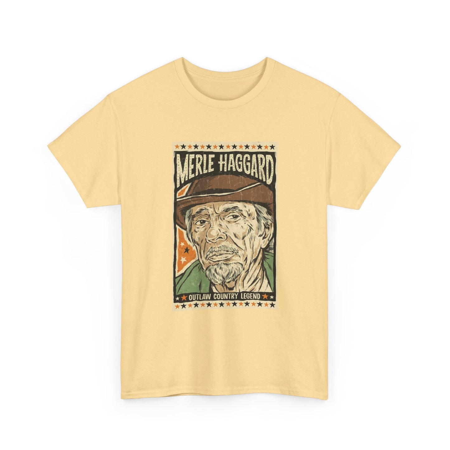 Merle Haggard Tshirt Outlaw Country Vintage Poster Unisex Heavy Cotton Tee