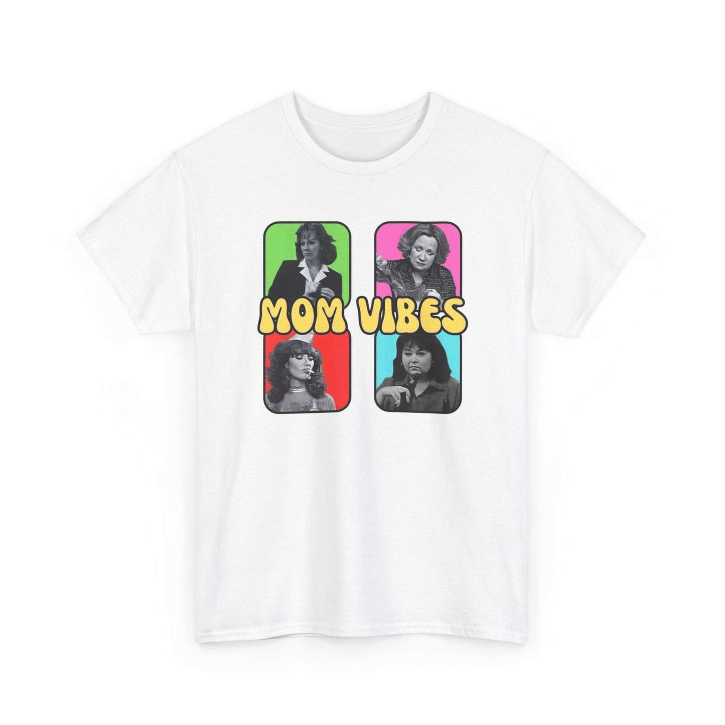 Mom Vibes Graphic T Shirt Vintage Funny Retro Unisex Heavy Cotton Tee