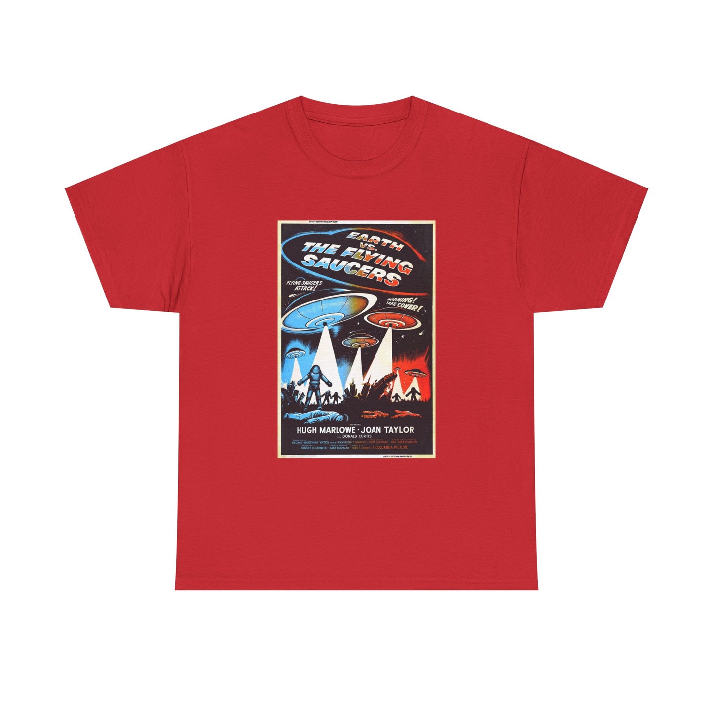 Earth vs Flying Saucers Tshirt Vintage Movie Poster Unisex Heavy Cotton Tee