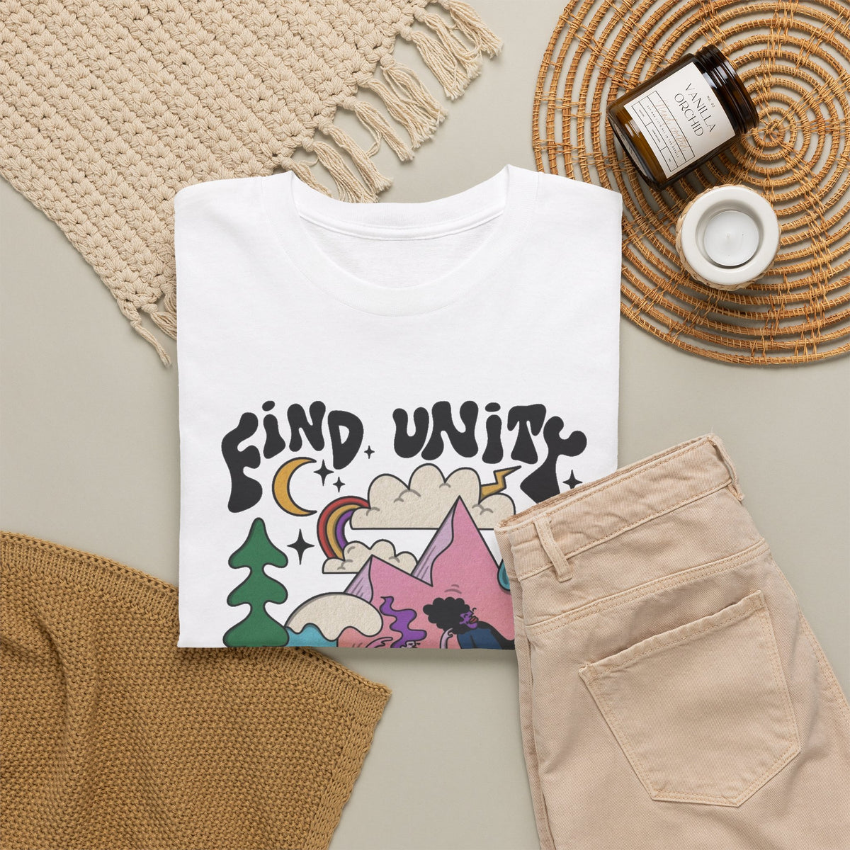 Find Unity In Community Graphic T Shirt Men's Heavy Cotton Tee