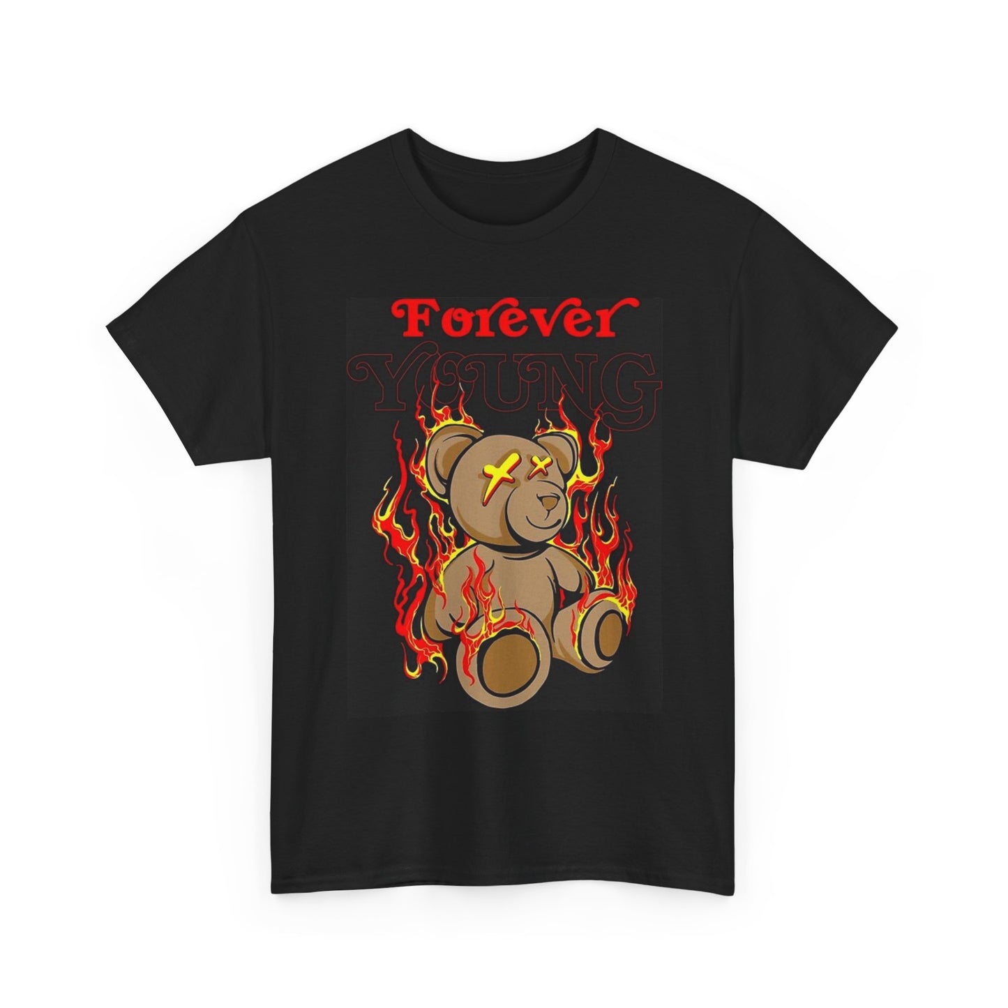 Forever Young Graphic T Shirt Teddy Bear Unisex Heavy Cotton Tee