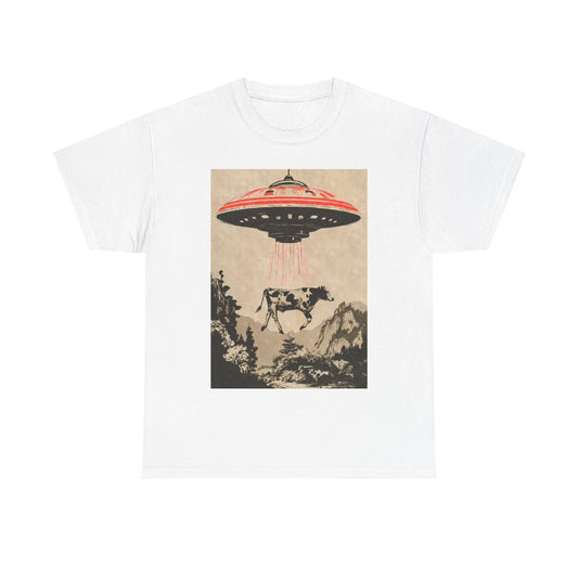 Alien Abduction Vintage Photo Funny Shirt Graphic Unisex Heavy Cotton Tee