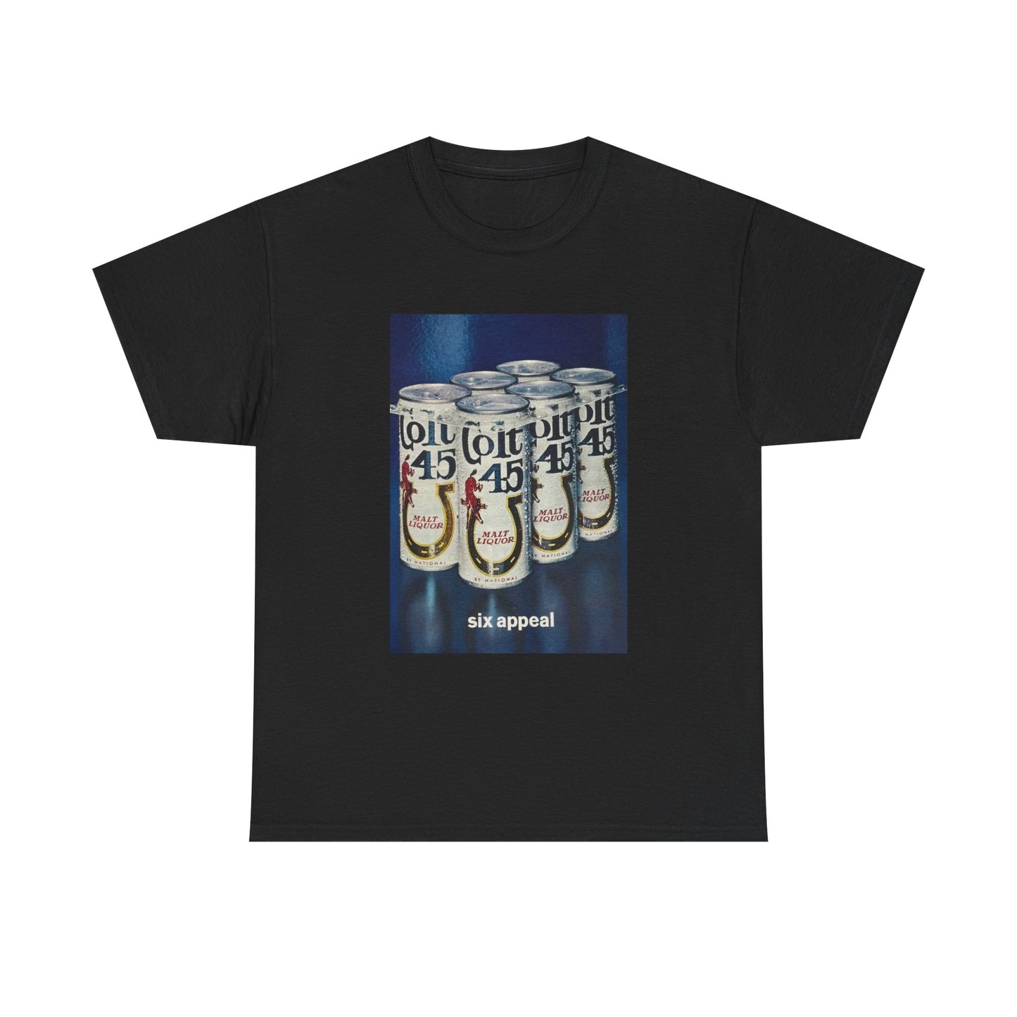 Colt 45 Poster Tshirt Funny It Works Everytime AD Beer Malt Unisex Heavy Comedy