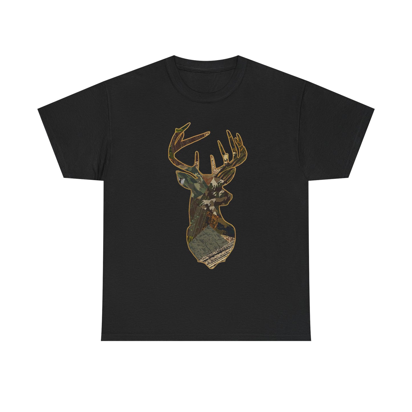 Camo Deer Buck Graphic T Shirt Unisex Heavy Cotton Tee NEW