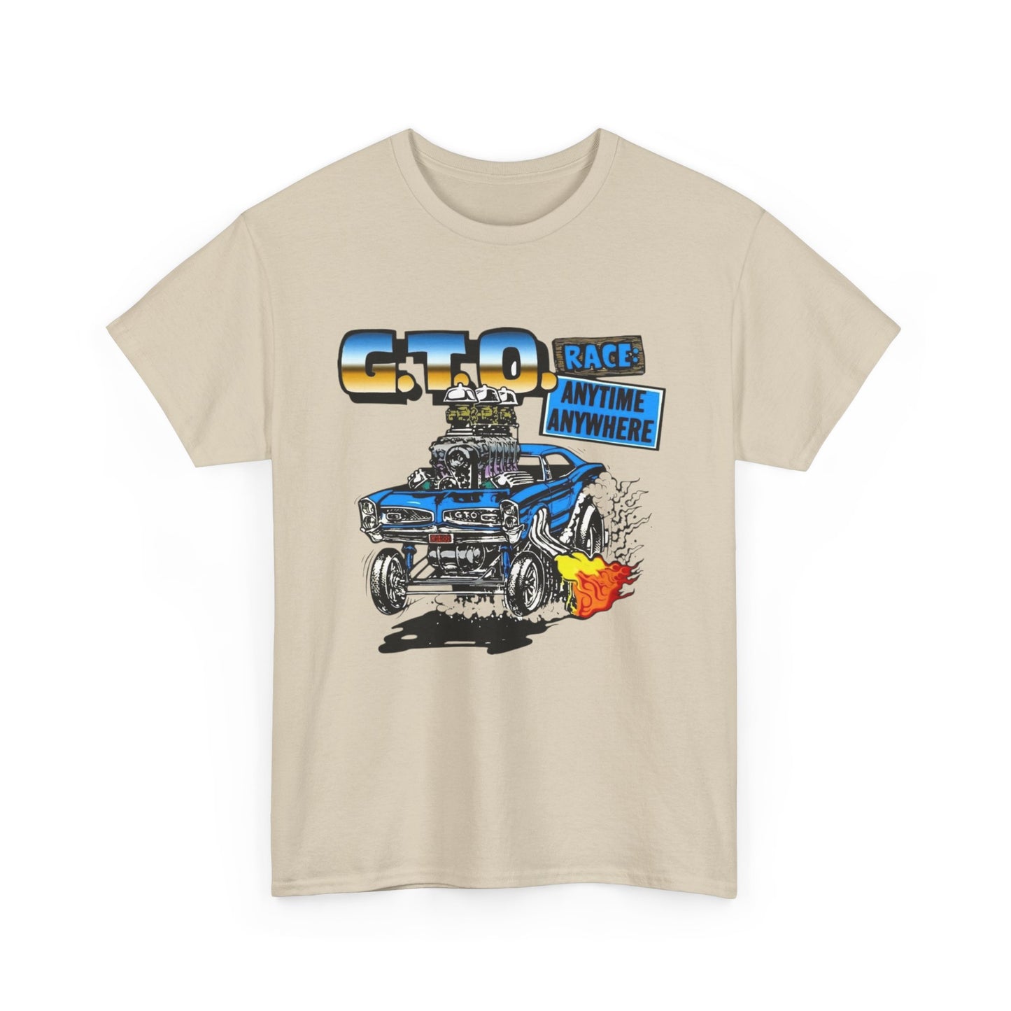 Pontiac GTO Race Anytime Vintage Graphic T Shirt NEW Unisex Heavy Cotton Tee