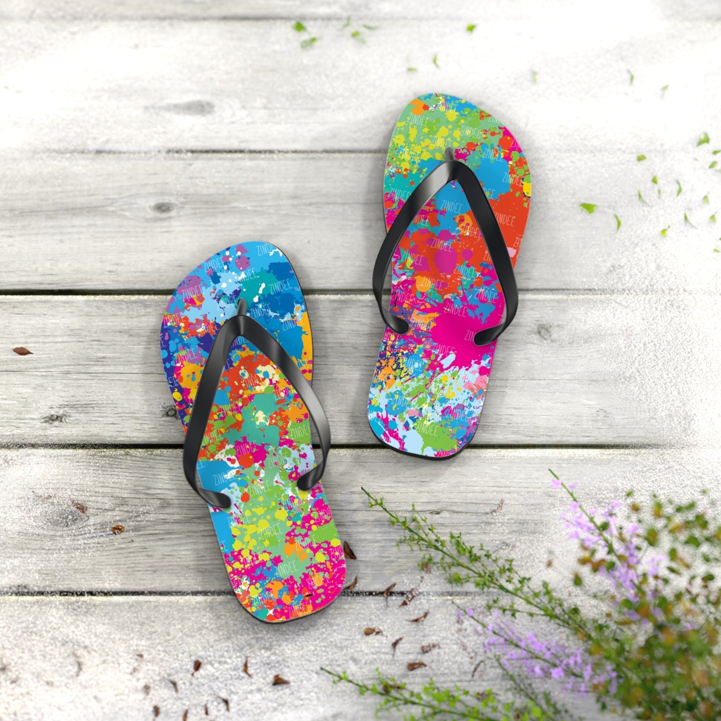 Paint Splatter Flip Flops, Sandals Slides, Summer Footwear, Brand New