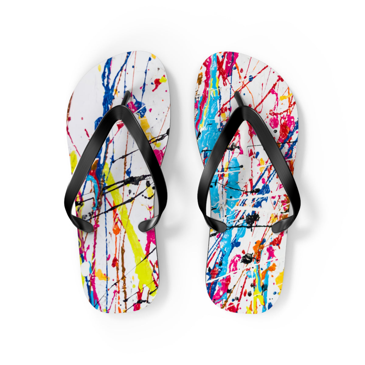 Waves And Sun Sandals Paint Splatter Summer Flip Flops Slides BRAND NEW