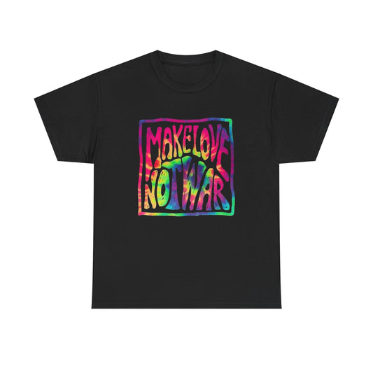 Make Love Not War Retro Tye Dye Graphic T Shirt NEW Unisex Heavy Cotton Tee