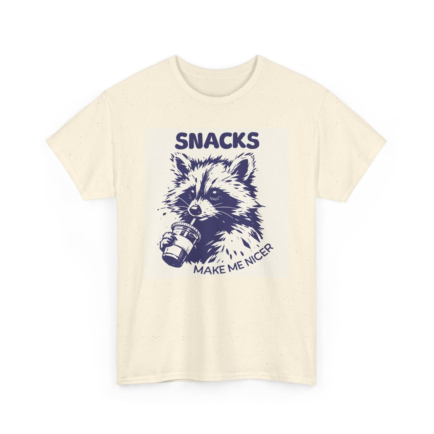 Snacks Make Me Nicer Funny Graphic T Shirt Unisex Heavy Cotton Tee BRAND NEW