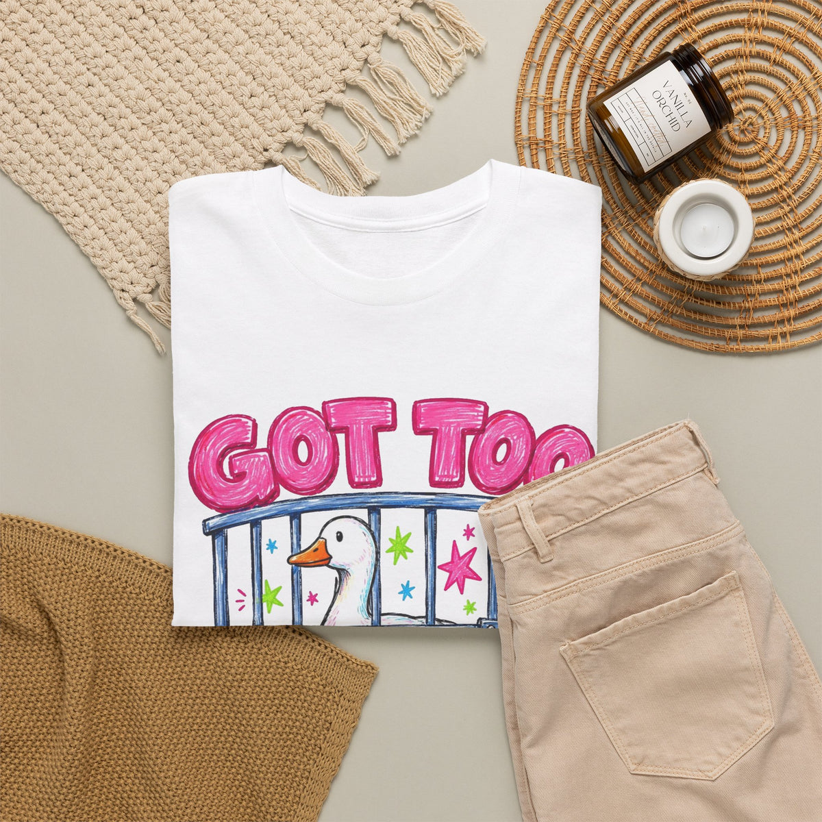 Got Too Silly Duck in Jail Funny Men's Graphic Tee T-Shirt