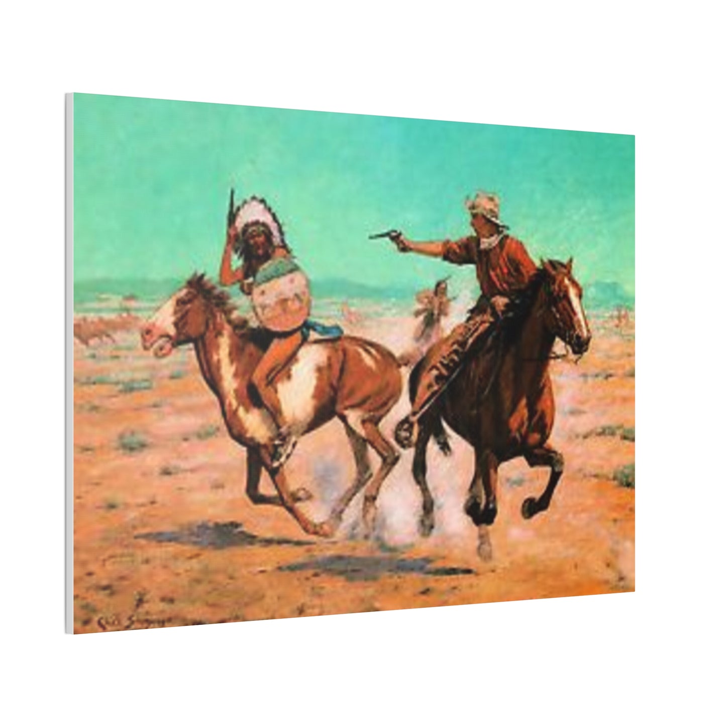 Cowboys And Indians Western AMERICA USA New Print Canvas Stretched, 0.75"