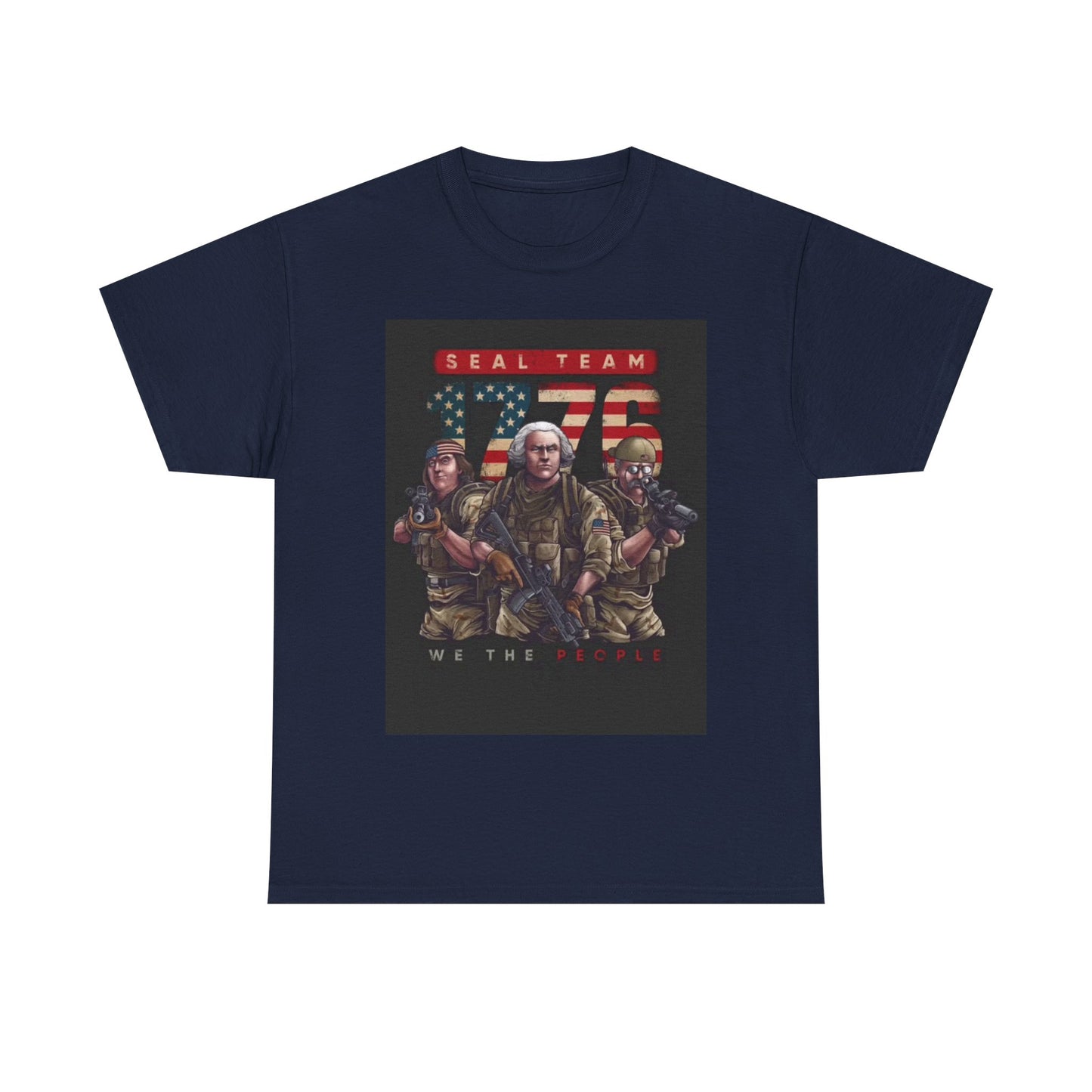 Navy Seals Team Tshirt 1776 America July 4th Flag Unisex Heavy Cotton Tee