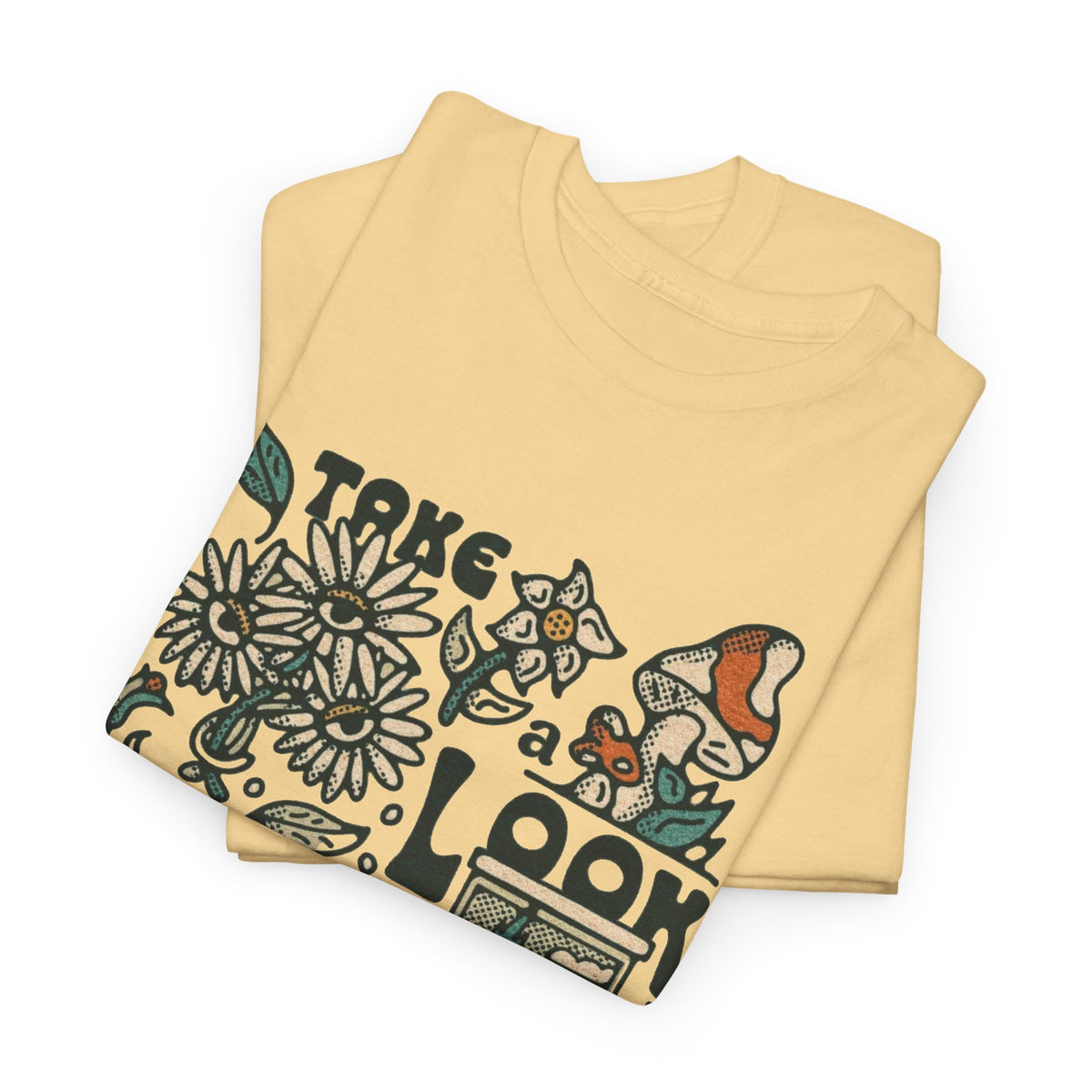 Take A Look Outside Graphic T Shirt Men's Retro Heavy Cotton Tee