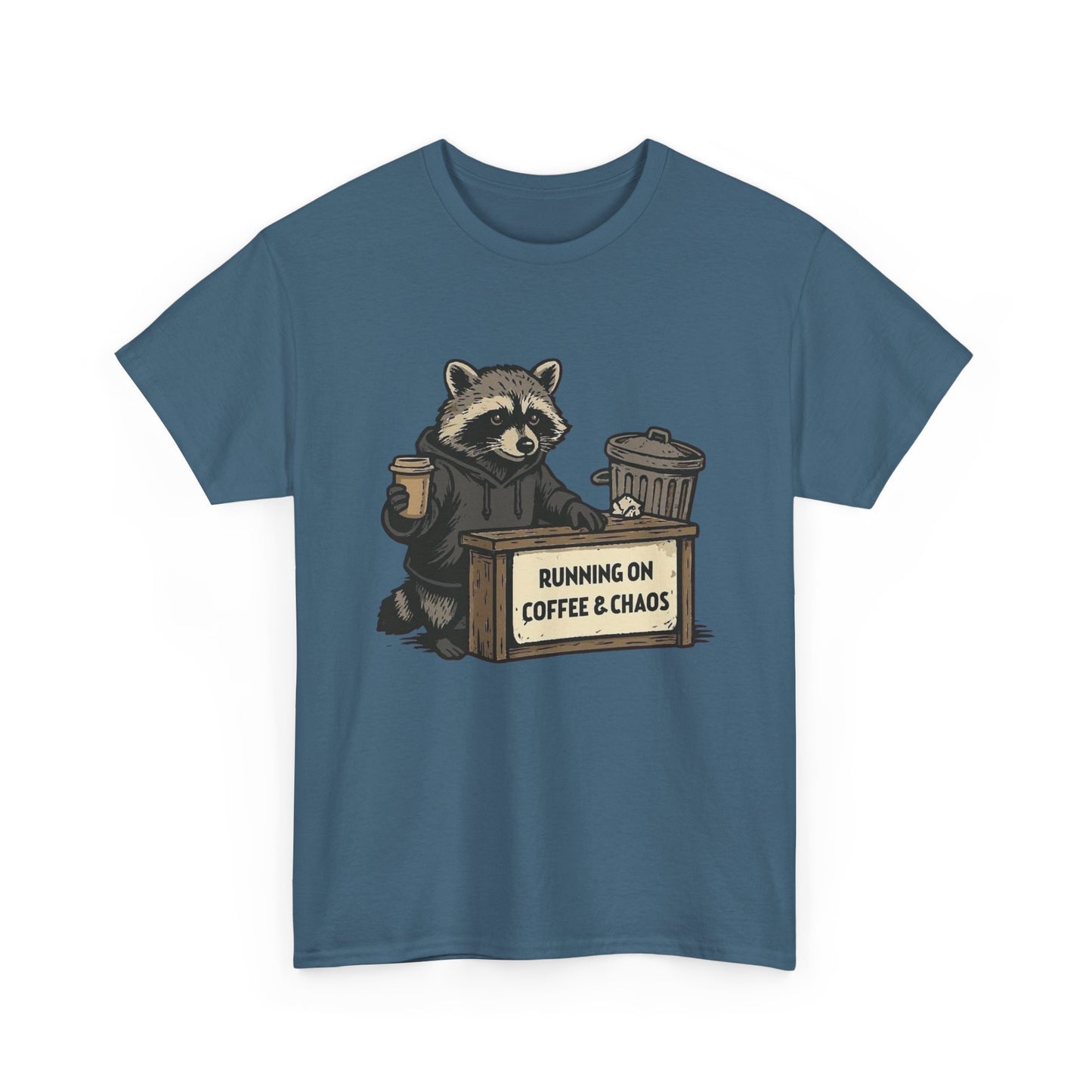 Running On Coffee And Chaos Funny Graphic T Shirt Heavy Cotton Tee Gift Vintage