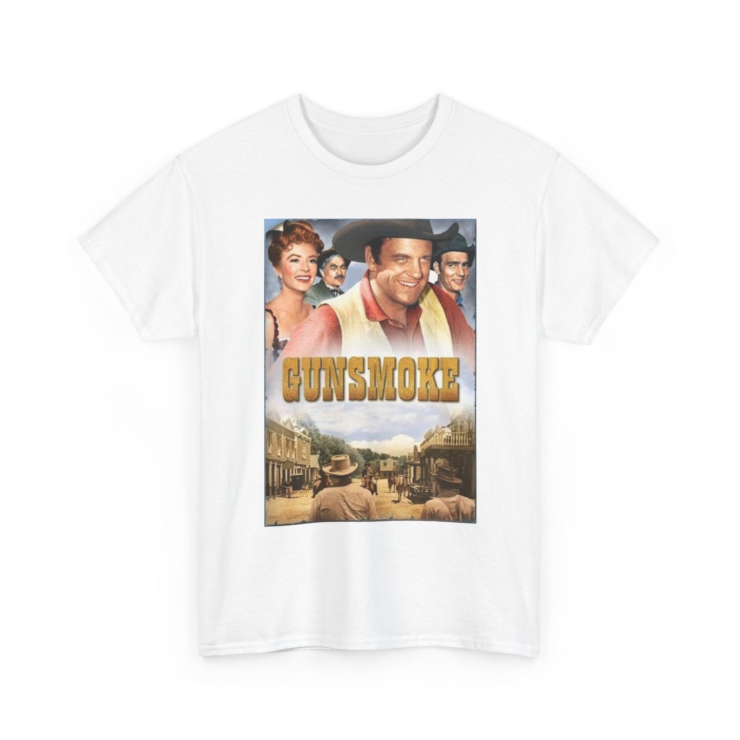 Gun smoke Graphic T Shirt Vintage Western Series Cowboys Unisex Heavy Cotton Tee