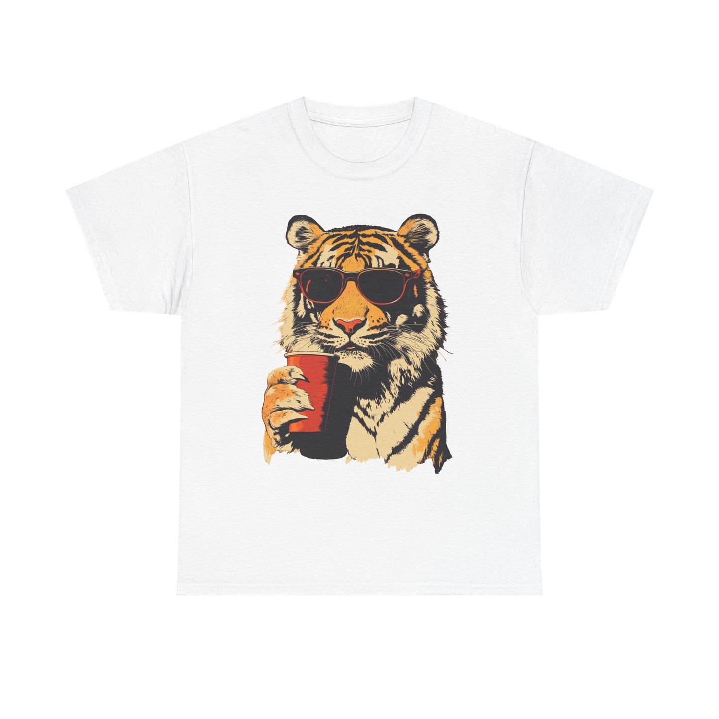 Chill Out Party Tiger Retro Graphic T Shirt Regular Men's Heavy Cotton Tee