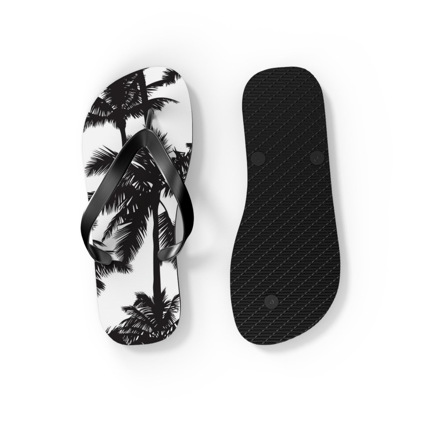 Black And White Palm Trees Sandals Summer Flip Flops Slides BRAND NEW