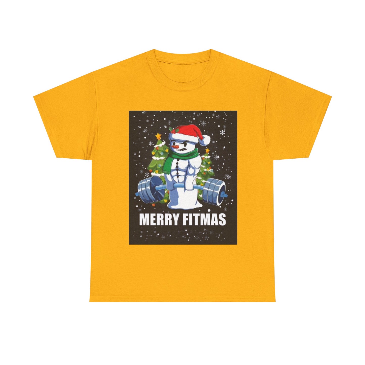 Merry Fitmas Shirt Funny Gym Snowman Christmas Gym Unisex Heavy Cotton Tee