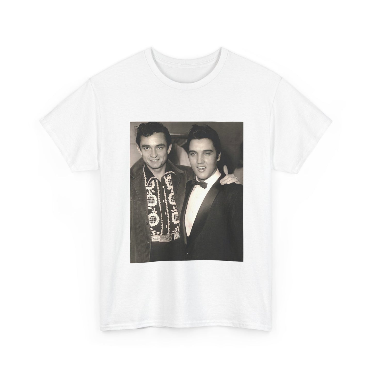 Elvis And Johnny cash shirt vintage graphic art black and white Heavy Cotton