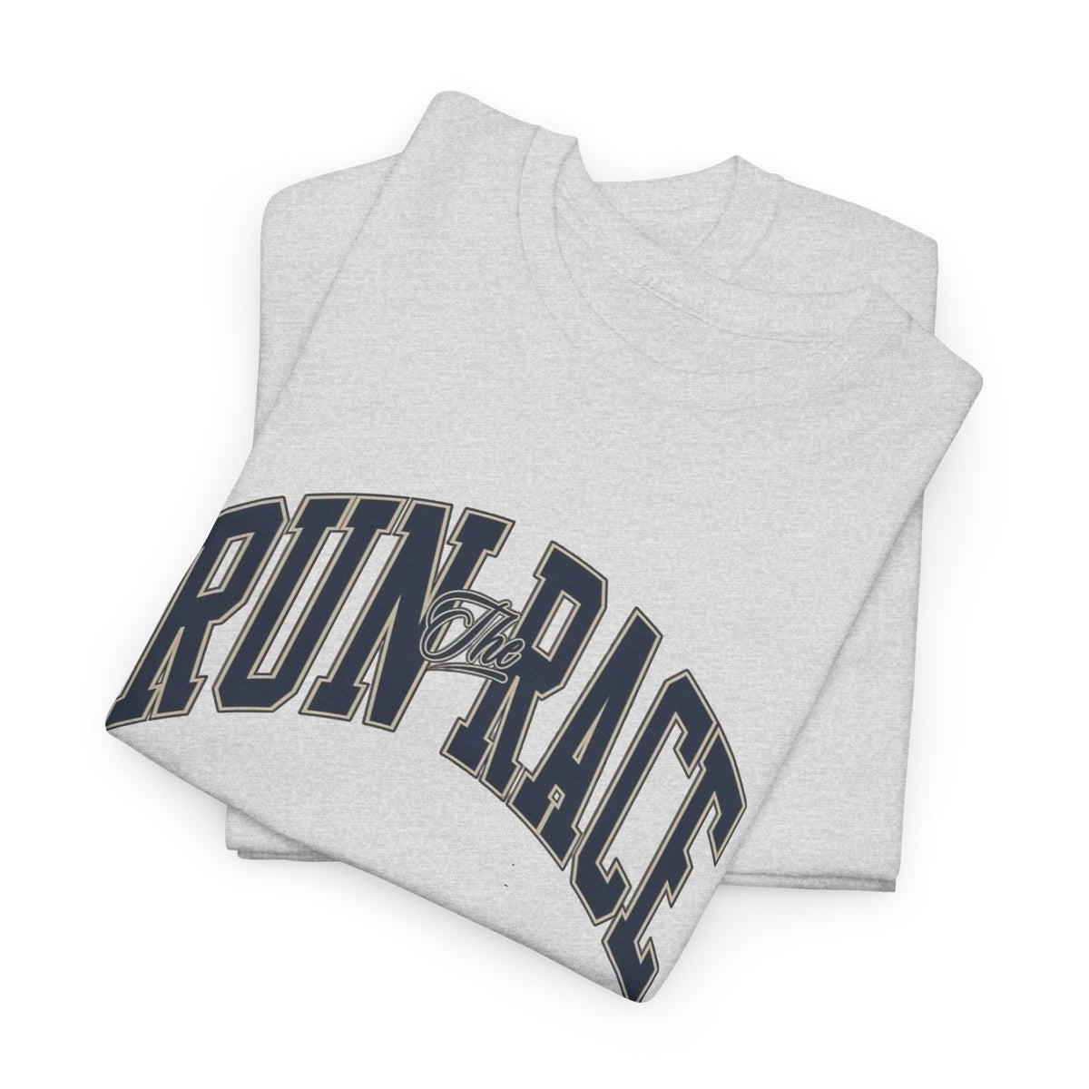 Run The Race Graphic T Shirt Men's Classic Heavy Cotton Tee