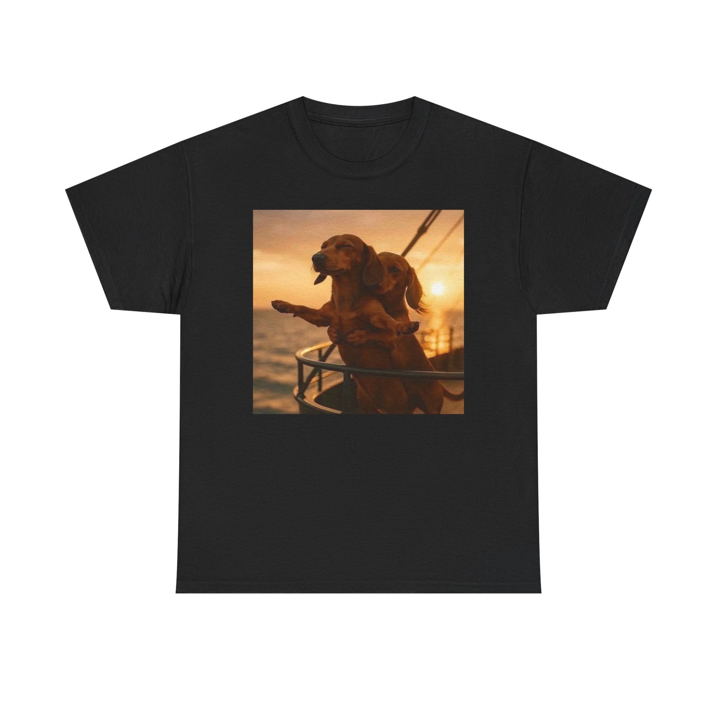 Dachshund Love Dog Titanic Scene Funny Graphic T-Shirt Unisex Heavy Cotton NEW