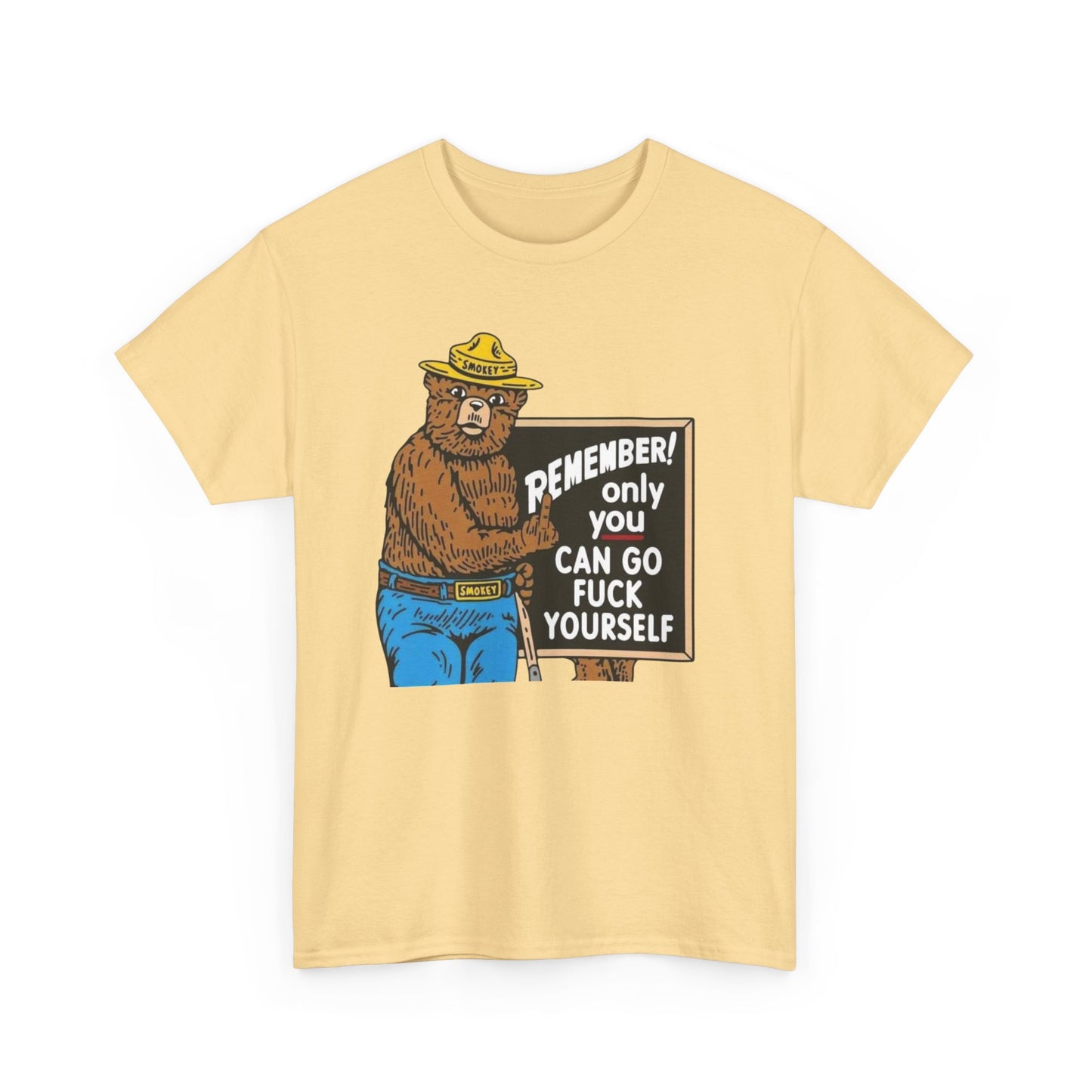 Smokey The Bear Graphic T Shirt Funny Vintage Jokes Unisex Heavy Cotton Tee