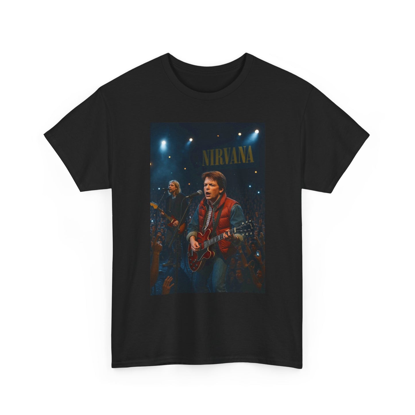 Nirvana Back To The Future Funny T Shirt Unisex Heavy Cotton Tee