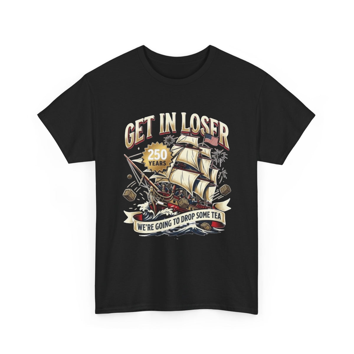Boston Tea Party Graphic T Shirt Men's Heavy Cotton Tee