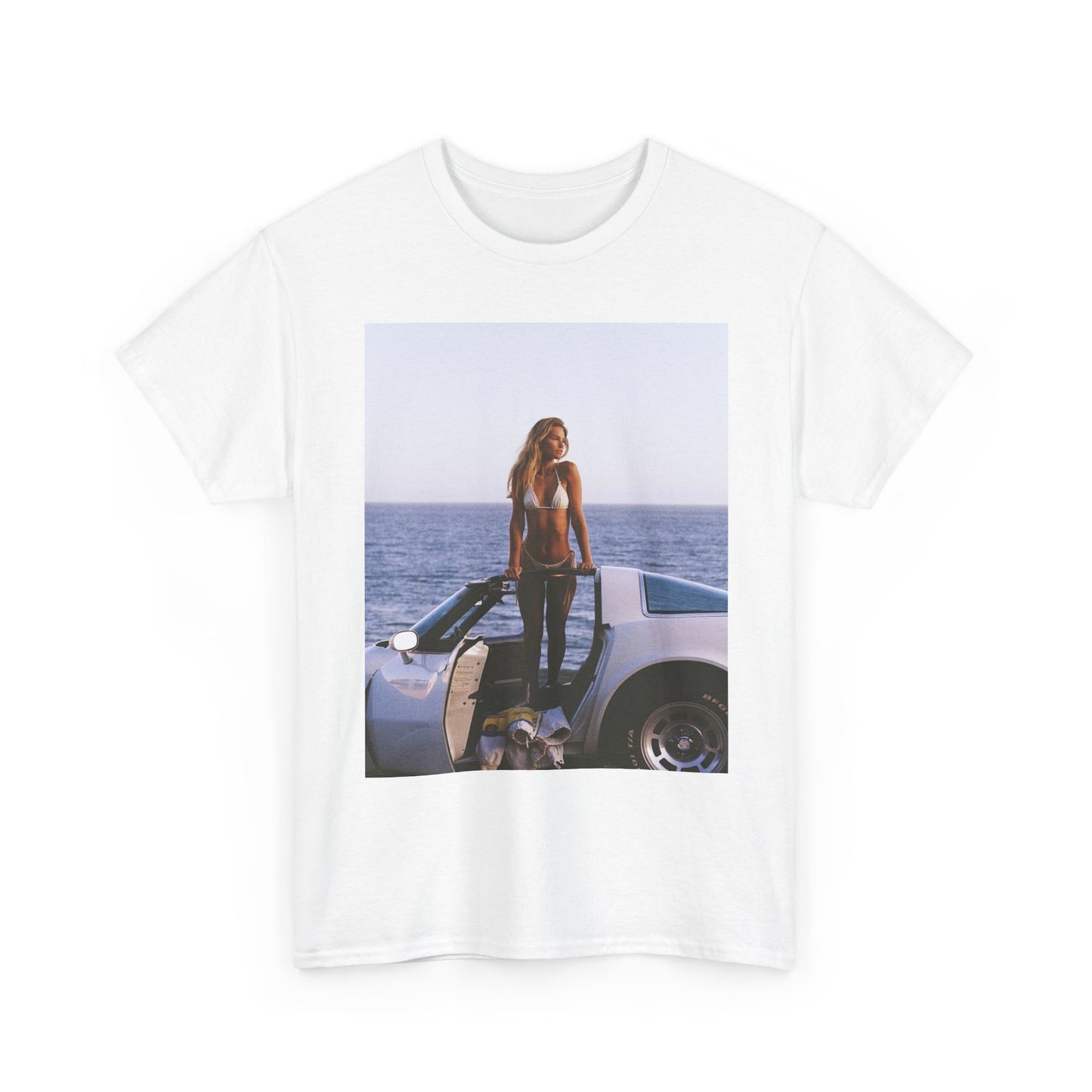 Corvette On The Beach Graphic T Shirt S-5XL Unisex Heavy Cotton Tee