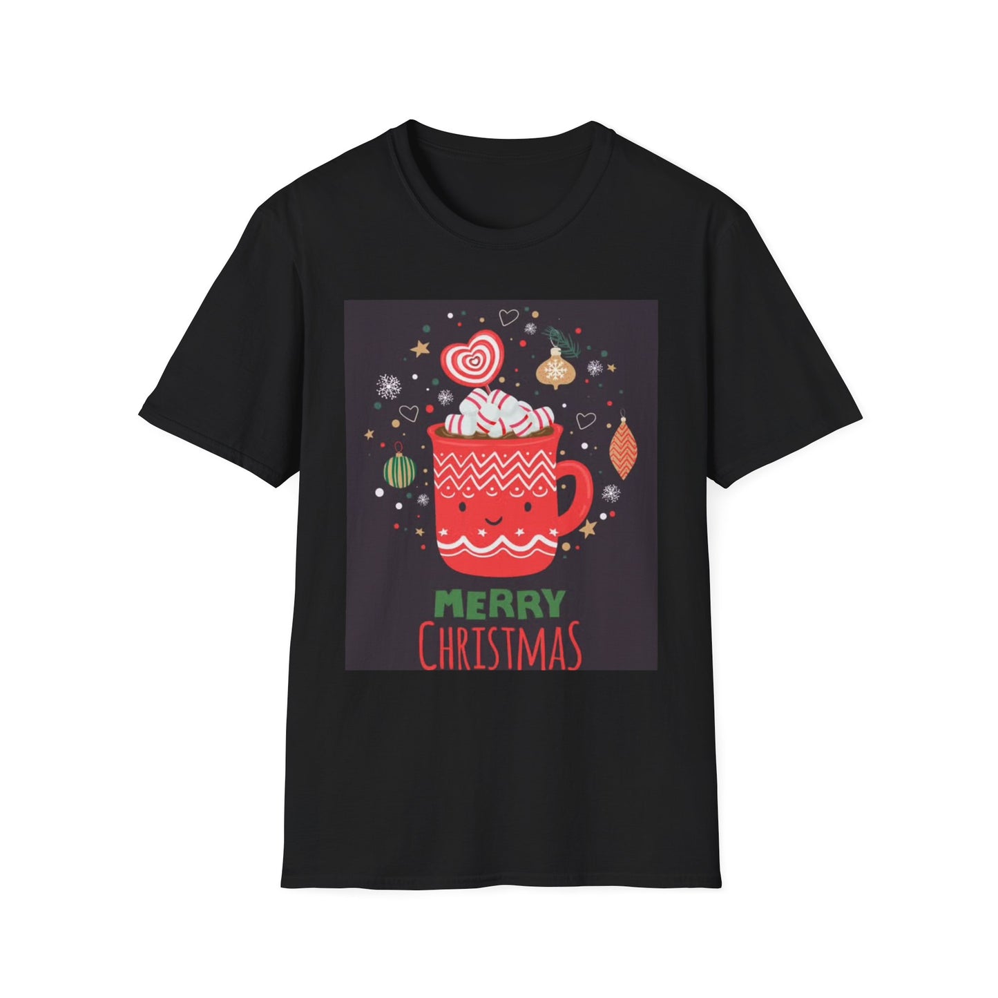 Christmas Santa Snowflake T-Shirt, Hot Cocoa Winter Holiday Tee, Unisex