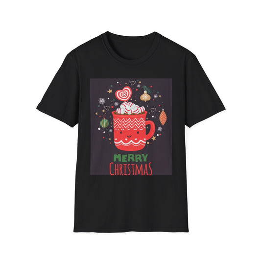 Christmas Santa Snowflake T-Shirt, Hot Cocoa Winter Holiday Tee, Unisex